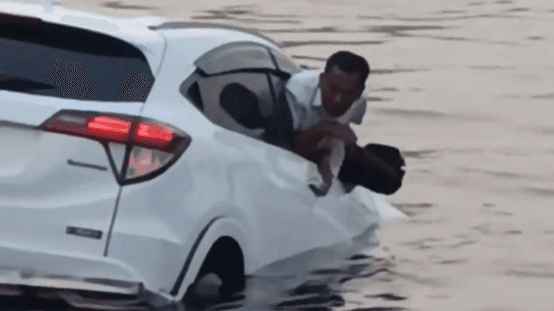 ফেরি থেকে নদীতে পড়ে গেল প্রাইভেটকার, চালক জীবিত উদ্ধার