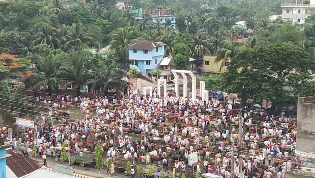 বরগুনায় শহীদ মিনার প্রাঙ্গণে পশুর হাট, বেদিতে পান-সিগারেটের দোকান!