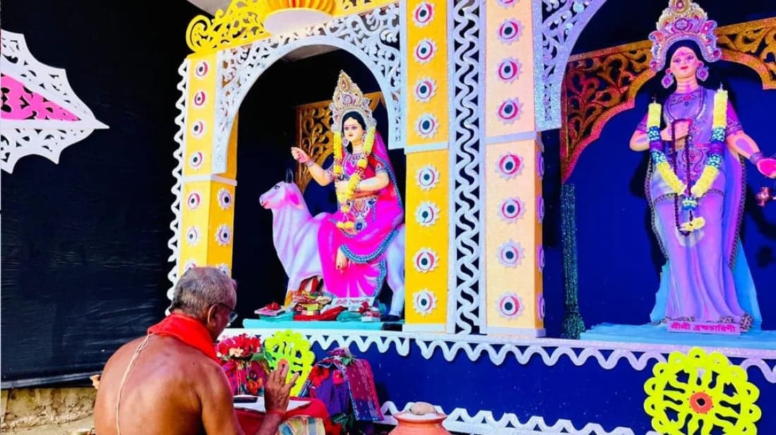 শ্রীমঙ্গলের পাঁচ শতাব্দী প্রাচীন মন্দিরে শুরু আগাম নব দুর্গাপূজা