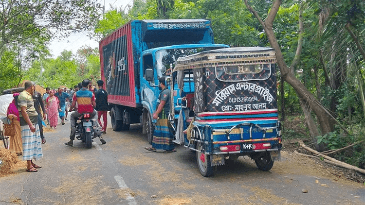 টুঙ্গিপাড়ায় মোটরসাইকেল-কাভার্ডভ্যানের সংঘর্ষে নারী নিহত, চালক আটক