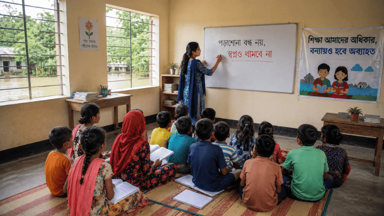 বন্যায় যেন থেমে না যায় শিশুর শিক্ষা