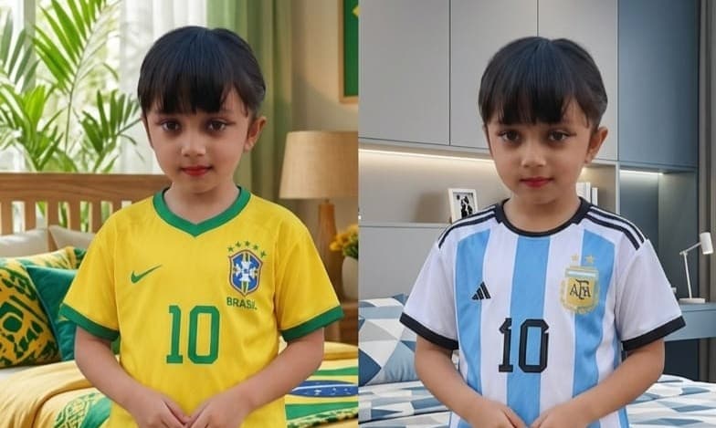 শিশুদের নিষ্পাপ হৃদয়ে ব্রাজিল-আর্জেন্টিনার ফুটবল উন্মাদনা