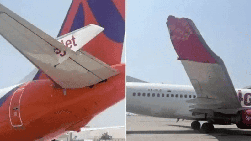 দিল্লির ইন্দিরা গান্ধী বিমানবন্দরের রানওয়েতে দুই বিমানের সংঘর্ষ