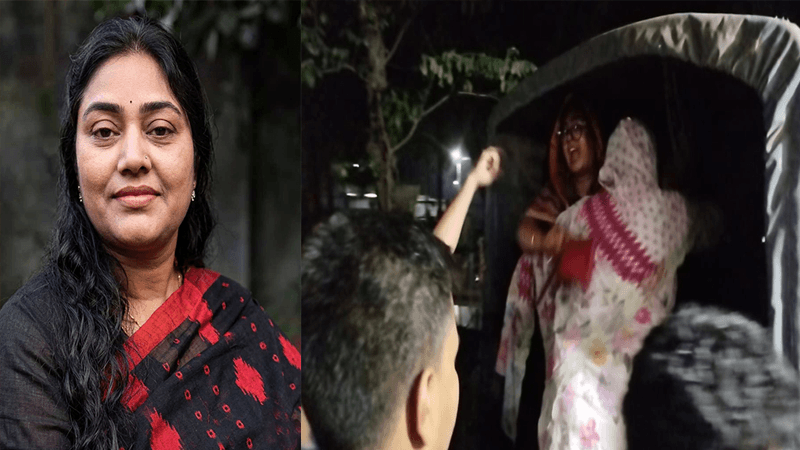 পুলিশের গাড়িতে মহিলা আওয়ামী লীগ নেত্রীর ‘জয় বাংলা’ স্লোগান
