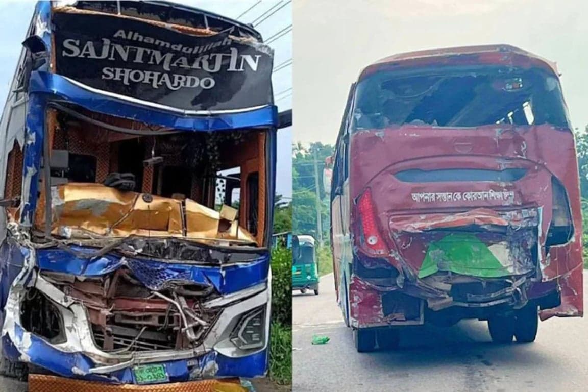 সিলেটে দুই বাসের সংঘর্ষে প্রাণ গেল চালক ও হেলপারের