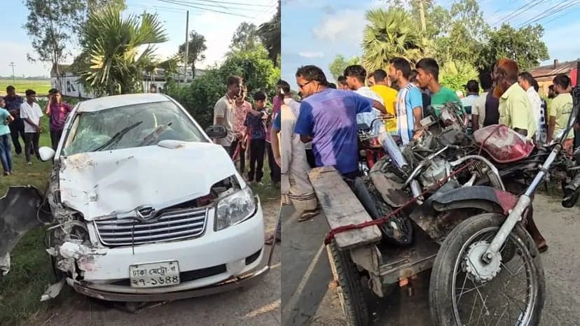 বগুড়ায় প্রাইভেটকারের ধাক্কায় মোটরসাইকেল আরোহী দম্পতি নিহত