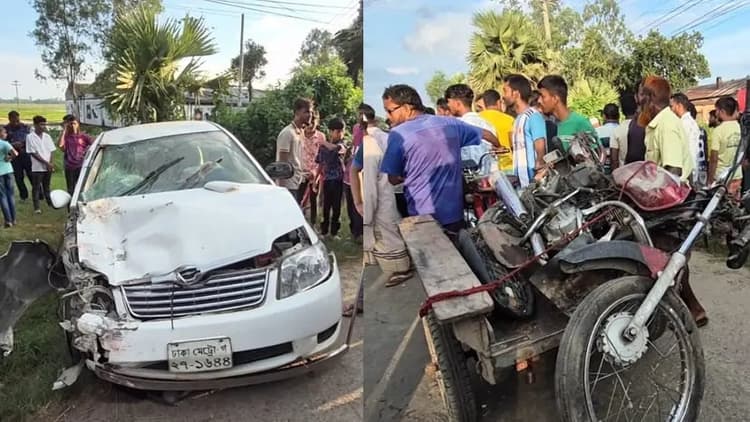 বগুড়ায় প্রাইভেটকারের ধাক্কায় মোটরসাইকেল আরোহী দম্পতি নিহত