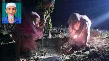 ১৭ ঘণ্টা পর সাঈদীর মামলার বাদীকে দাফন, মোবাইলের আলোয় কবর খুঁড়লেন স্ত্রী-কন্যা-বোন