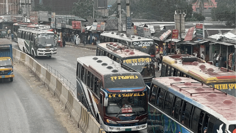 ঈদযাত্রা: চন্দ্রা এলাকায় অর্ধশতাধিক বাস কাউন্টার বন্ধের নির্দেশ