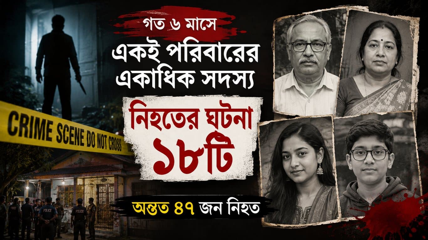 গত ৬ মাসে একই পরিবারের একাধিক সদস্য খুনের ঘটনা ১৮টি