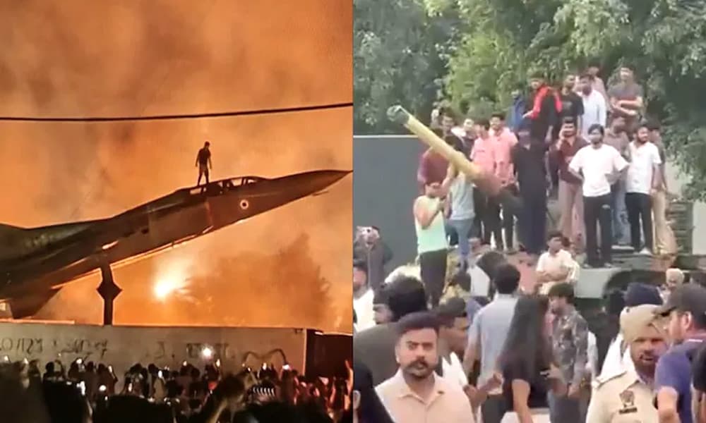 বিক্ষোভে উত্তপ্ত পাঞ্জাব, মিগ-২৩ ও ট্যাংকে উঠলেন শিক্ষার্থীরা