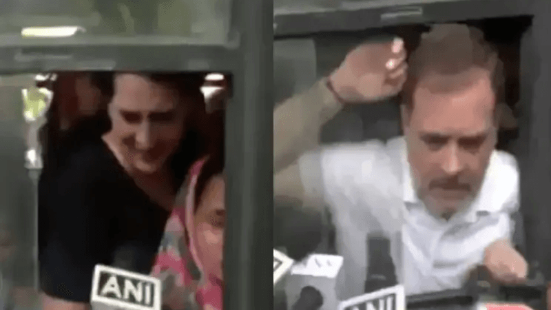 দিল্লিতে মিছিল থেকে রাহুল-প্রিয়াঙ্কাসহ বহু নেতা আটক