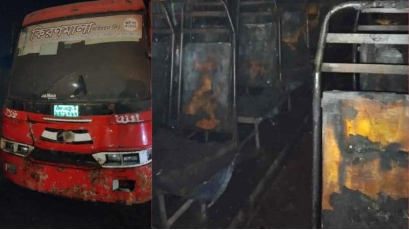 মিরপুরে বাসে আগুন, পালানোর সময় নদীতে পড়ে একজনের মৃত্যু 