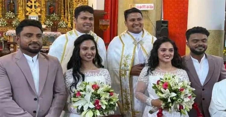 যমজ বর-কনে, যমজ পুরোহিত— কেরালার এক নজিরবিহীন বিয়ে ভাইরাল