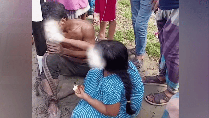 রাতভর খুঁটিতে বাঁধা বাবাকে চা-রুটি খাওয়াল ছোট্ট মেয়ে, ভিডিও ছড়ানোর পর মিলল মুক্তি