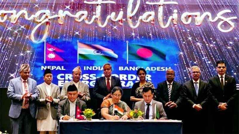 ভারত হয়ে আসবে নেপালের বিদ্যুৎ, ত্রিপক্ষীয় চুক্তি সই