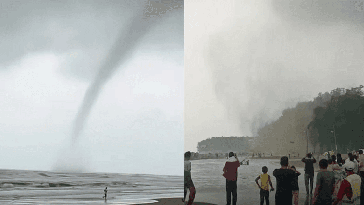 কক্সবাজার সৈকতে হঠাৎ টর্নেডো, আতঙ্কে ছোটাছুটি পর্যটকদের