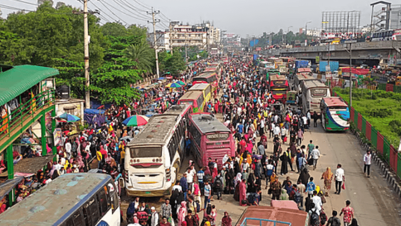 ঢাকা-টাঙ্গাইল মহাসড়কে ২৫ কিলোমিটার যানবাহনের ধীরগতি