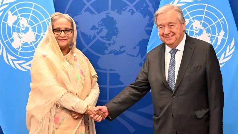 প্রধানমন্ত্রী শেখ হাসিনাকে জাতিসংঘ মহাসচিবের অভিনন্দন